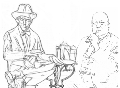 Fernando Pessoa and Aleister Crowley at a cafe.